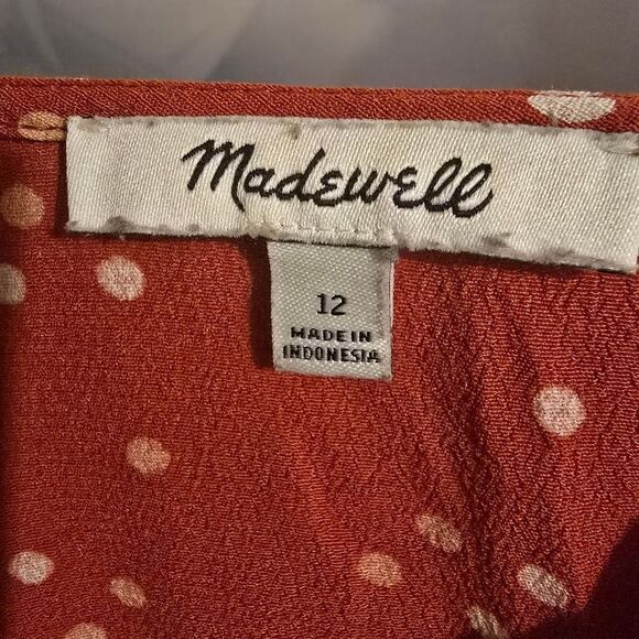 Madewell Women's Polka Dot Day Light Top In Dotti Dot Estruscan Clay Size 12 - Picture 5 of 8